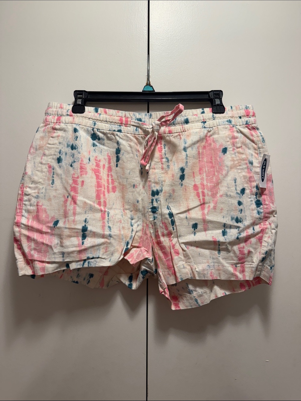 Old Navy Tie-Dye Cotton Athletic Shorts — Pink, Blue & Cream